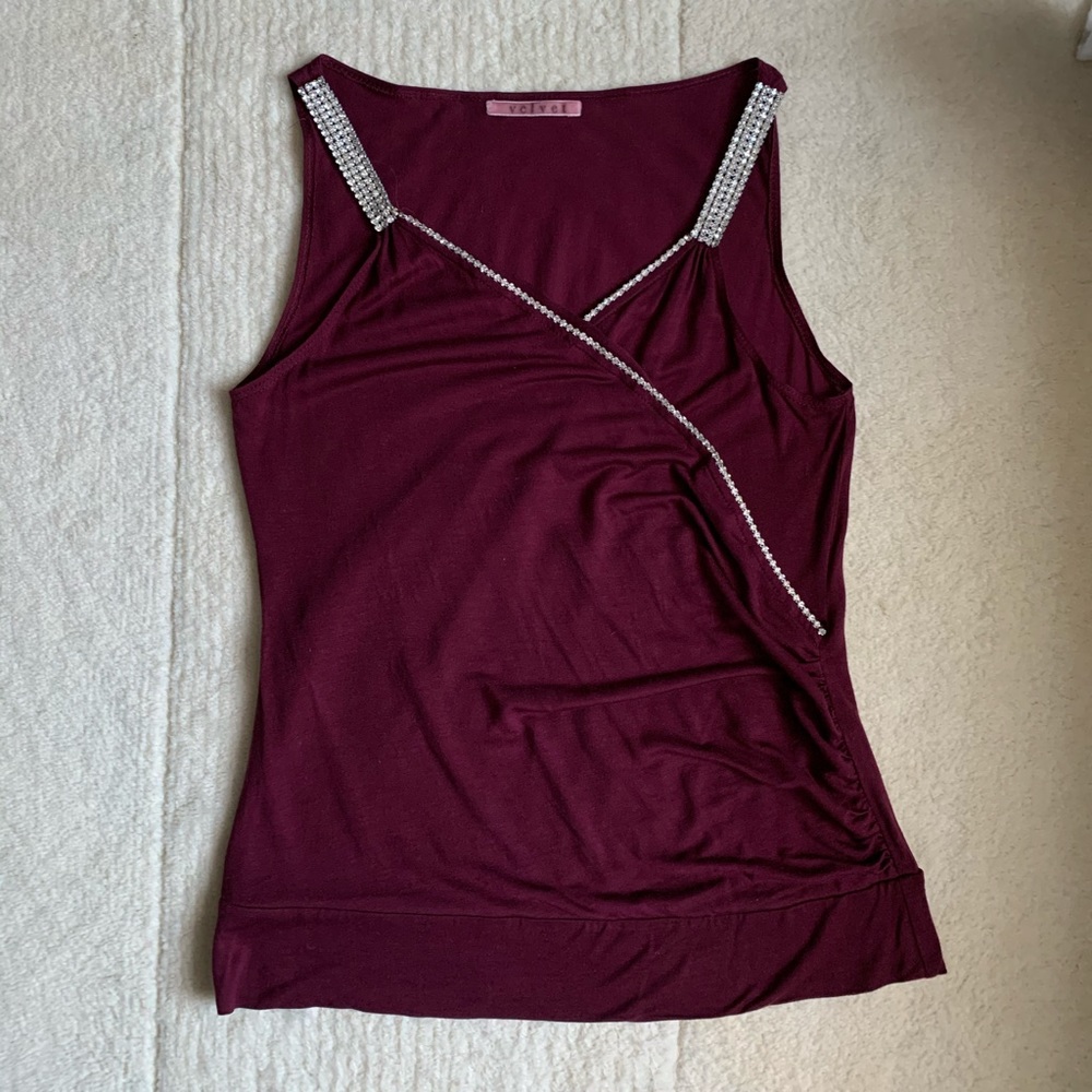 Velvet Burgandy Top Size S